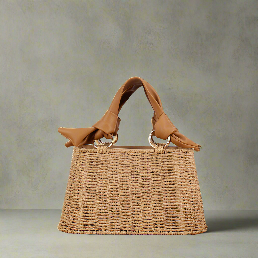 Seaside Vacation Versatile Portable PU Straw Material Bag