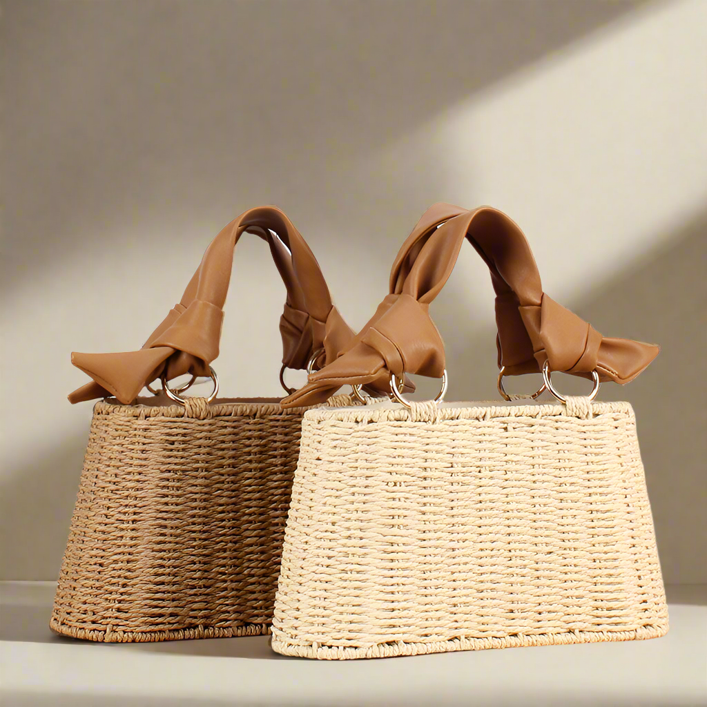Seaside Vacation Versatile Portable PU Straw Material Bag