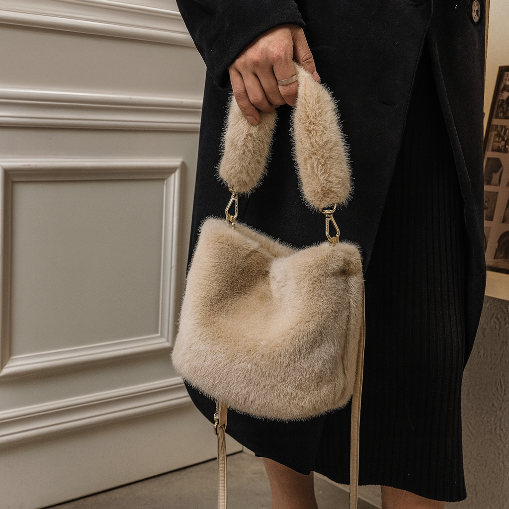 Sixmilude Faux Fur Plush Shoulder Crossbody Bag