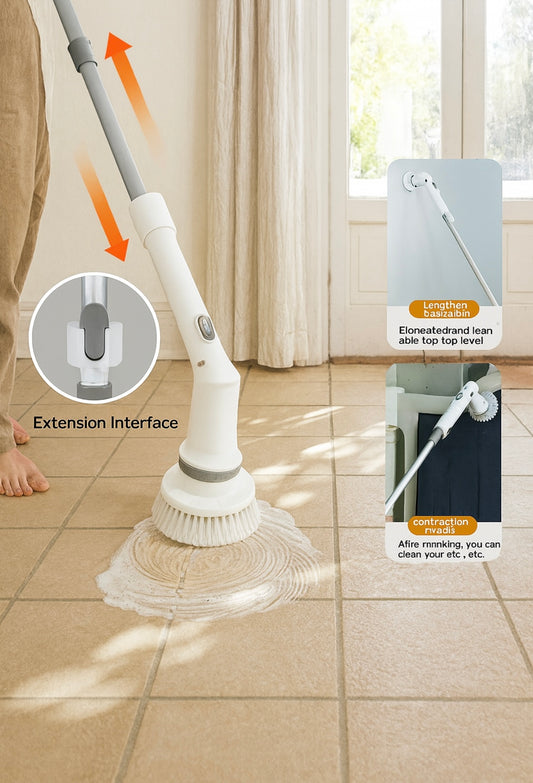 Electric Scrubber Cleaning Wall Long Handle Elbow Telescopic Multifunction Cleaning Brush