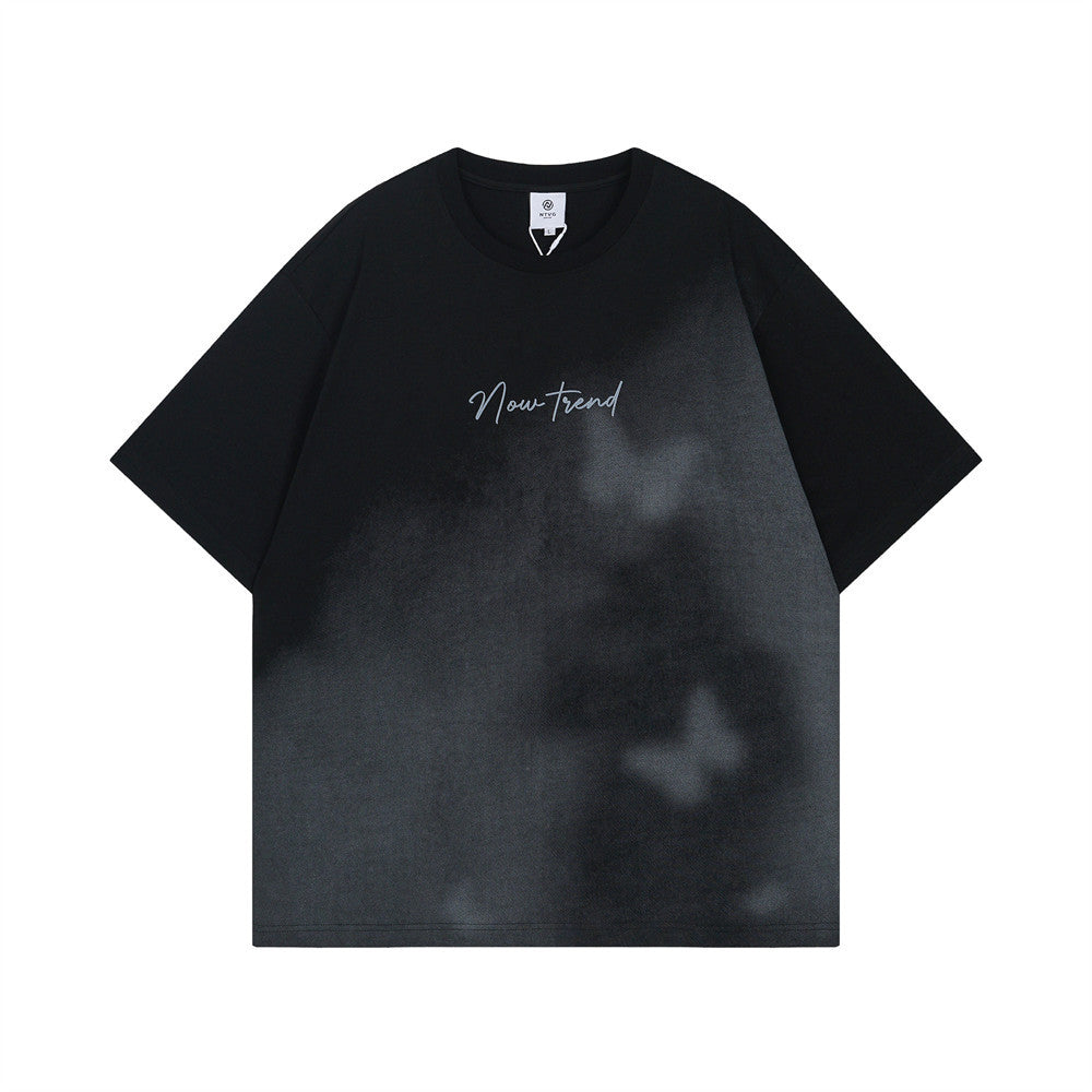 Inkjet Gradient Cotton T-Shirt – Loose Fit Street Fashion Tee