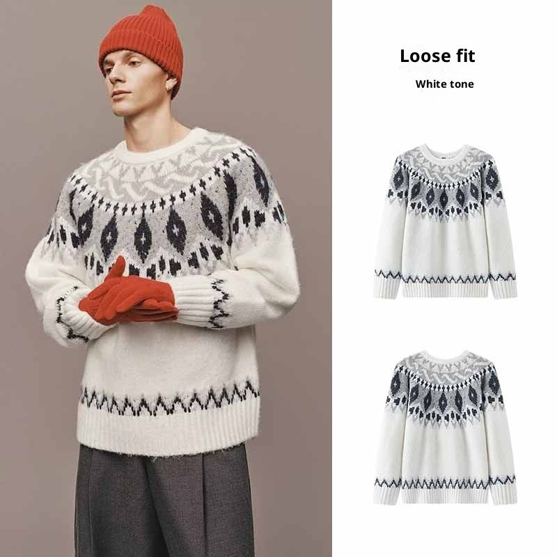 Sixmilude Men’s Jacquard Knit Sweater