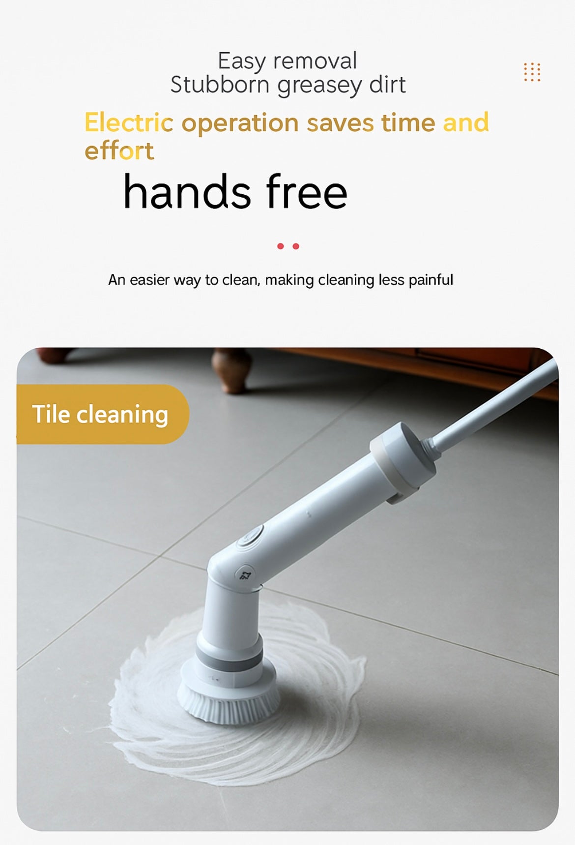 Electric Scrubber Cleaning Wall Long Handle Elbow Telescopic Multifunction Cleaning Brush