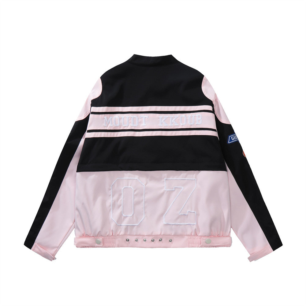 Sixmilude Color Contrast Patchwork Motorcycle Racing Suit Jacket Men