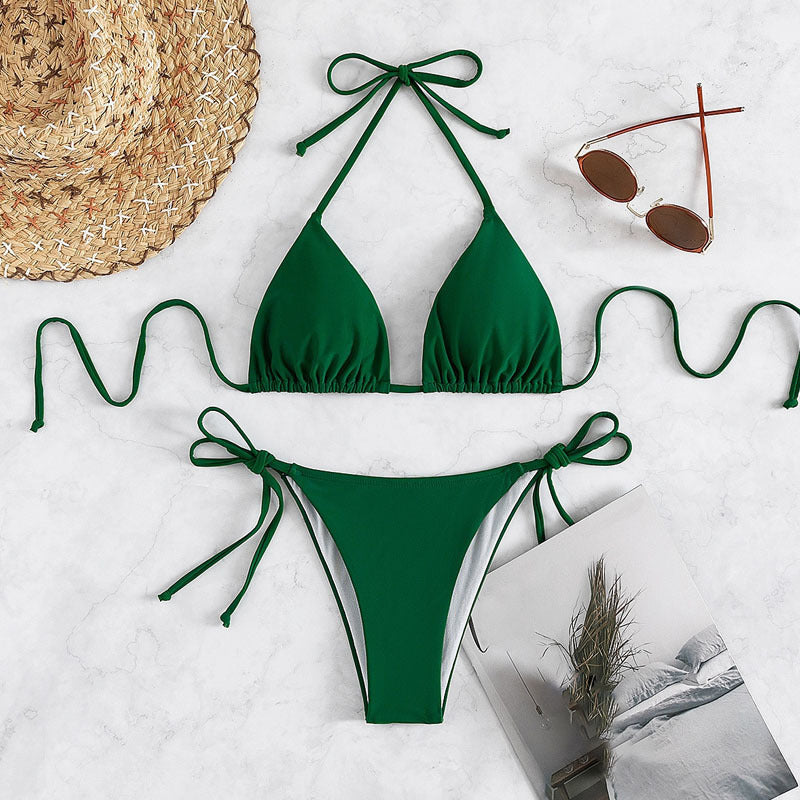 Sexy Hot Girl Halter Bikini Split Swimsuit