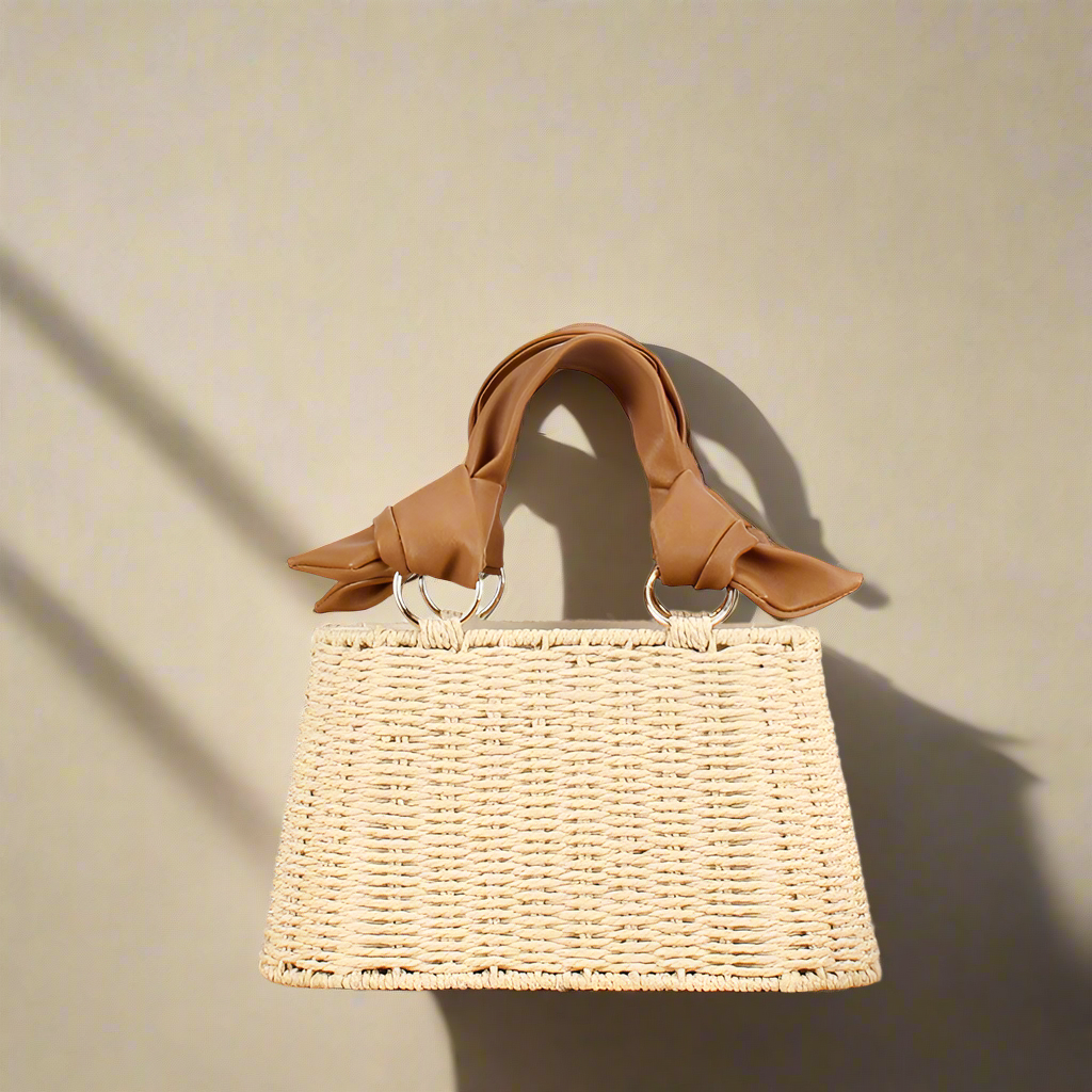 Seaside Vacation Versatile Portable PU Straw Material Bag