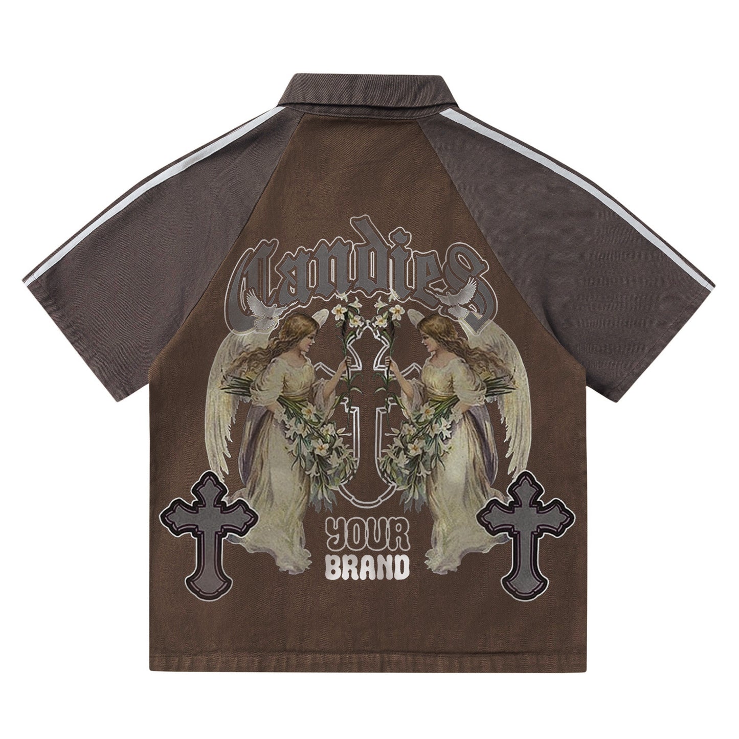 Sixmilude Retro Embroidery Bars Stitching Raglan