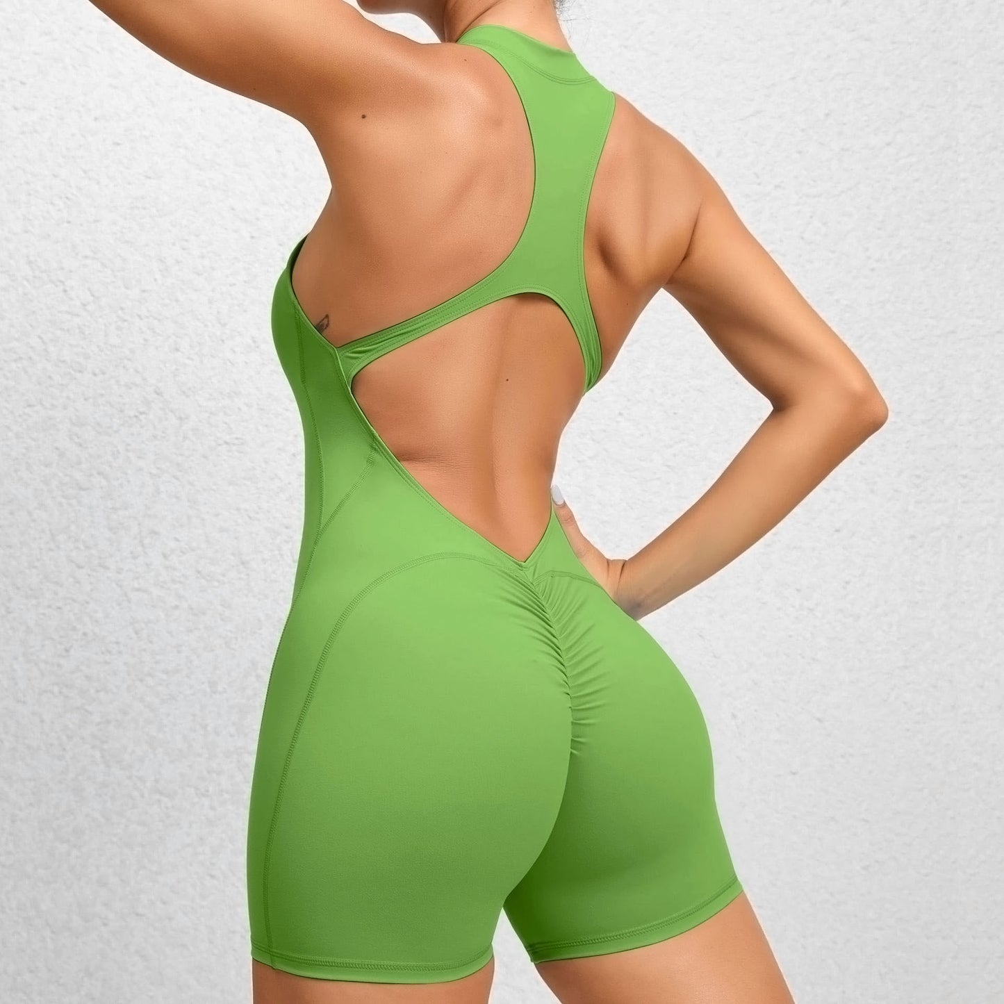 Women’s Zip Front Workout Romper – Sleeveless Athletic One Piece