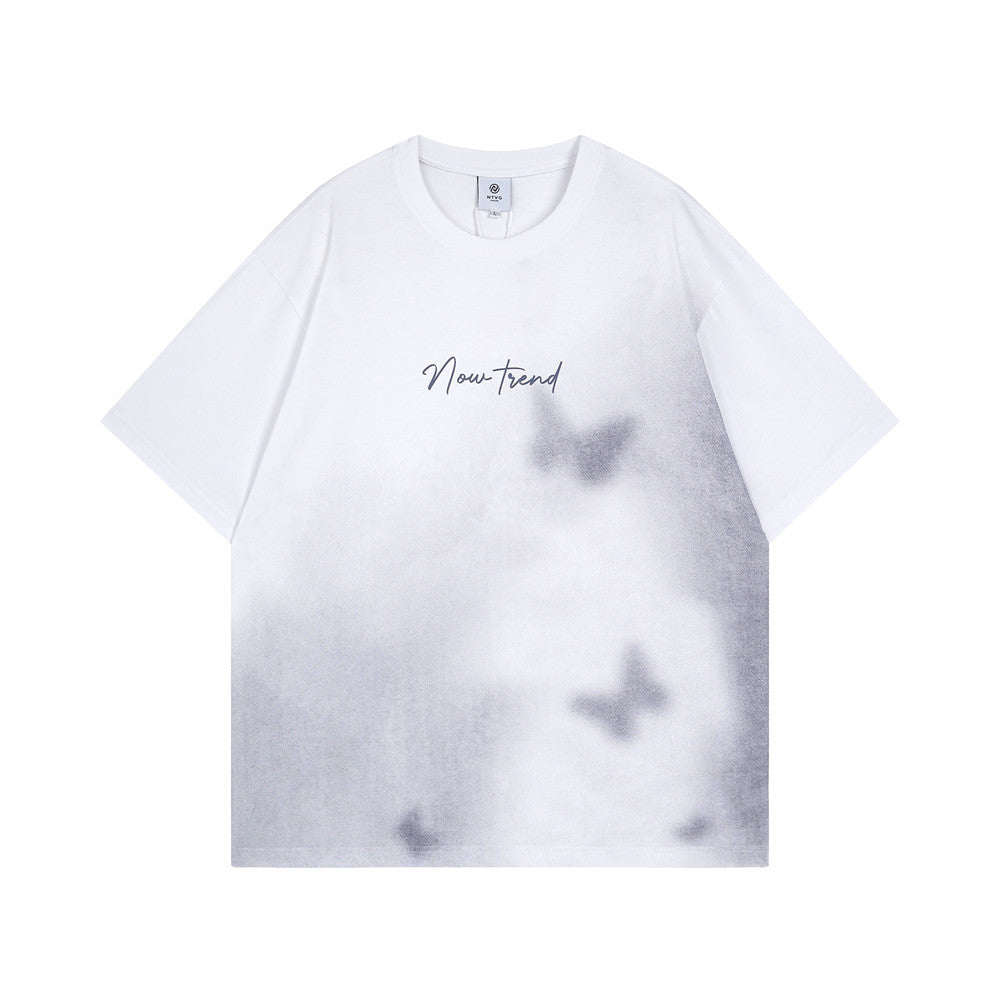Inkjet Gradient Cotton T-Shirt – Loose Fit Street Fashion Tee