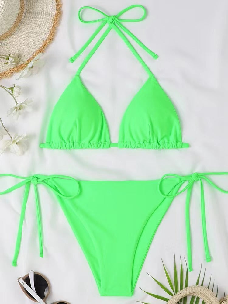 Sexy Hot Girl Halter Bikini Split Swimsuit