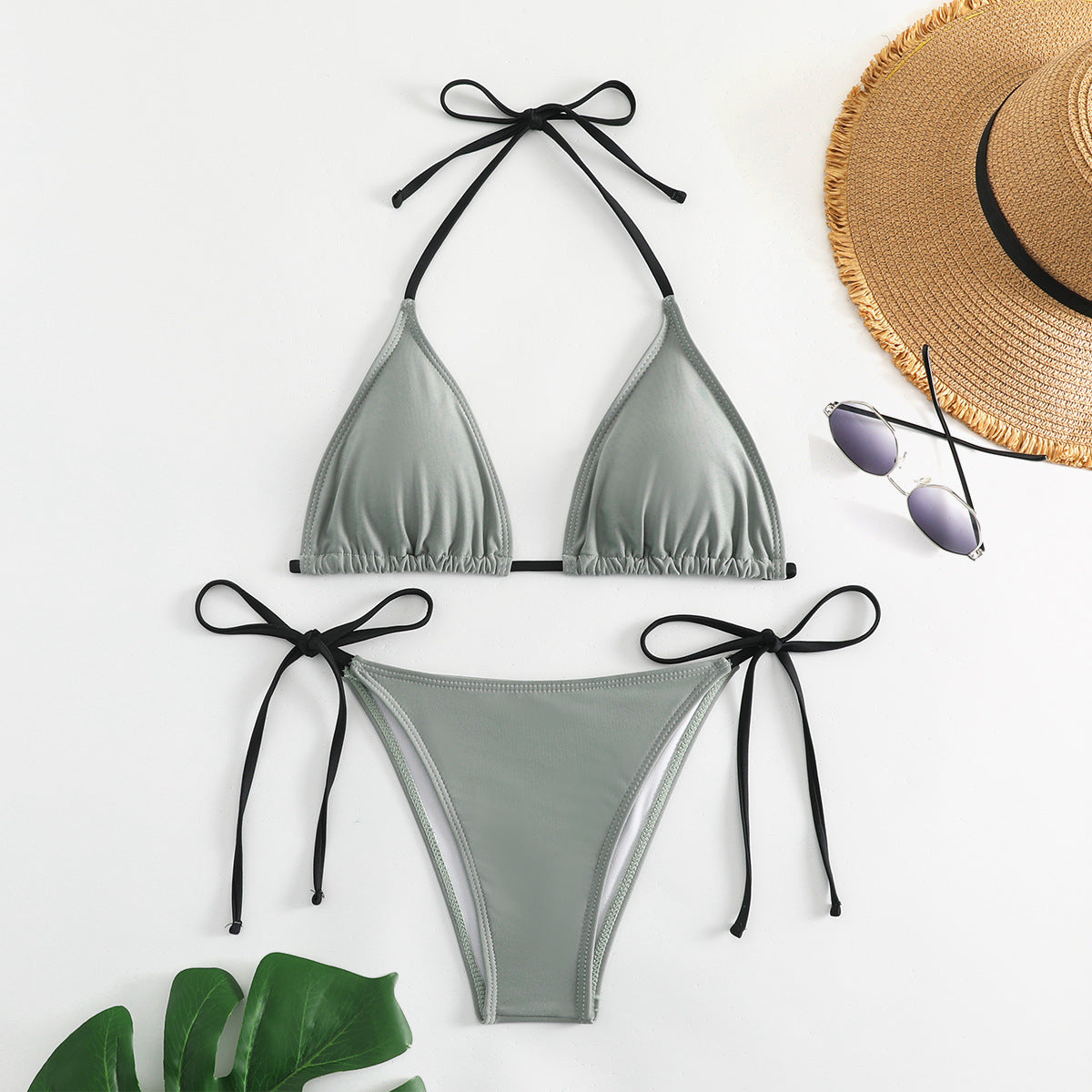 Sexy Hot Girl Halter Bikini Split Swimsuit