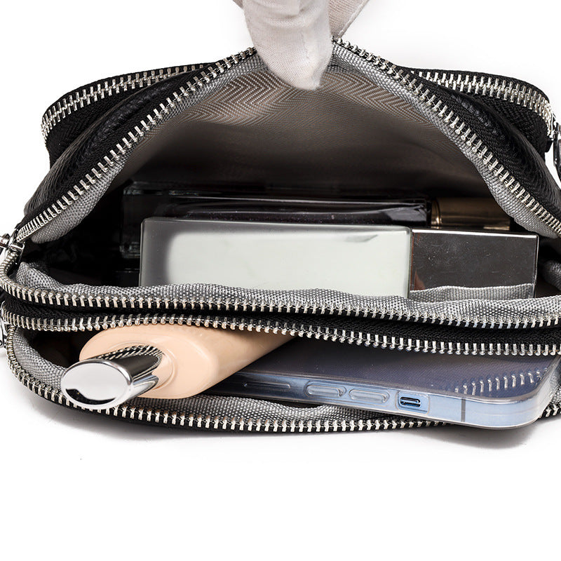 Trendy Fashion Multi-layer unisex Leather Handbag