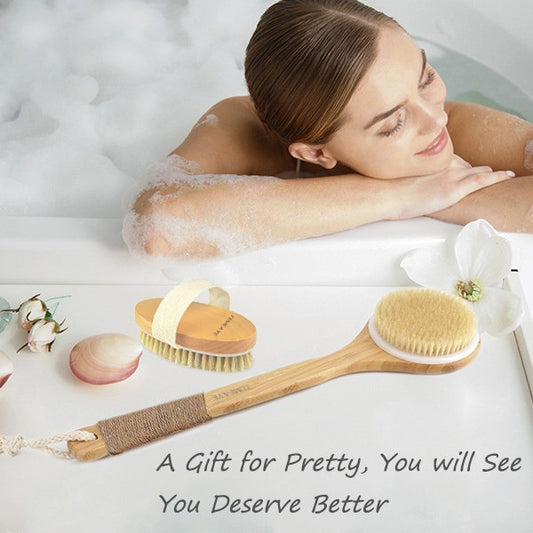 Bath Brush Suit Long Handle Bristle Brush Rub Back Massage Brush Cleaning Brush
