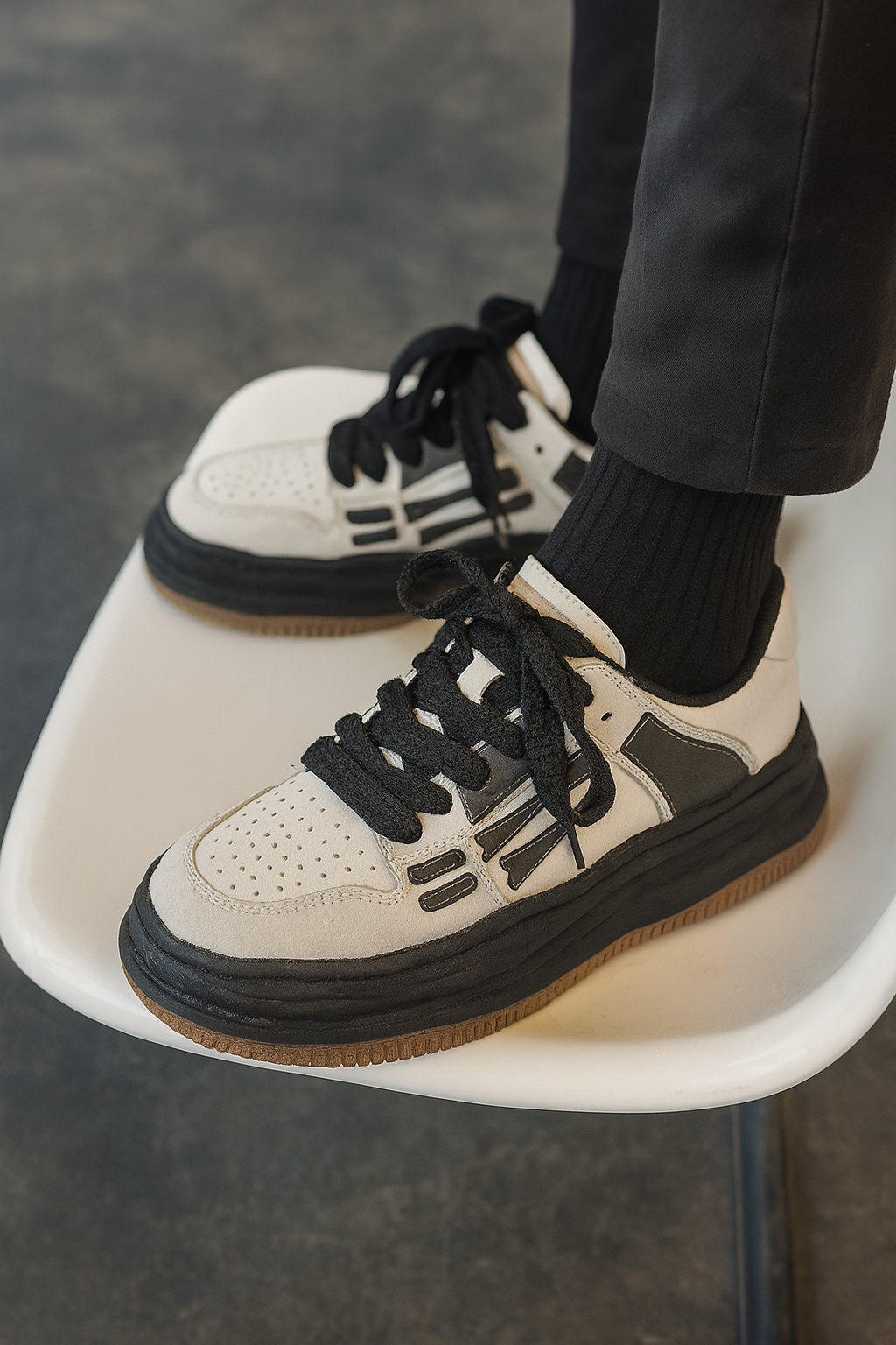 Reflective Bone Retro Sneakers Men