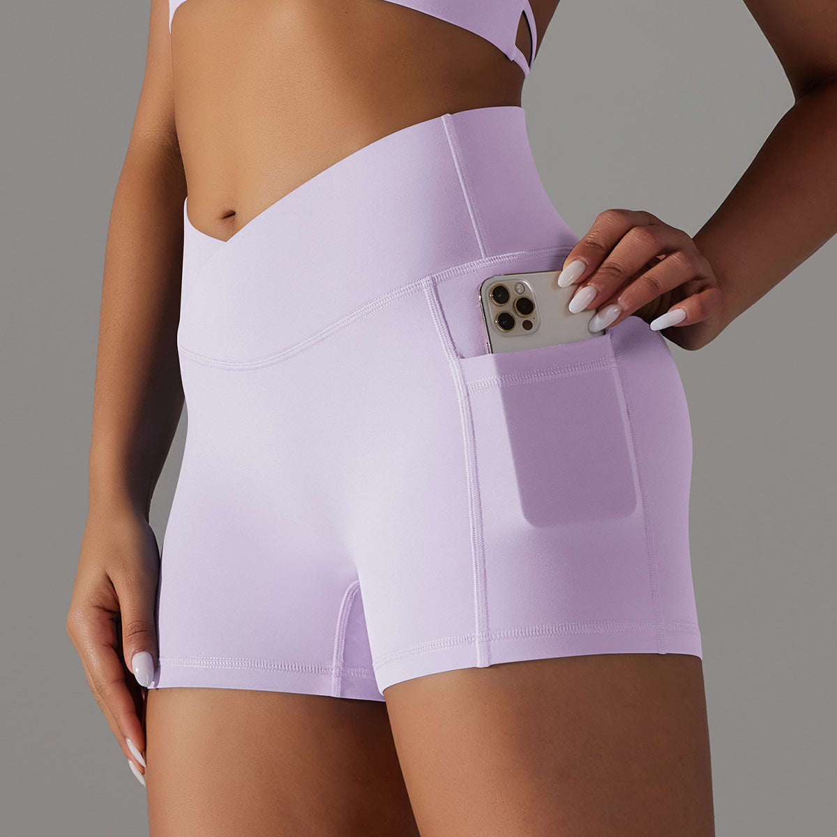 Sixmilude Yoga Shorts With Phone Pocket Design Fitness