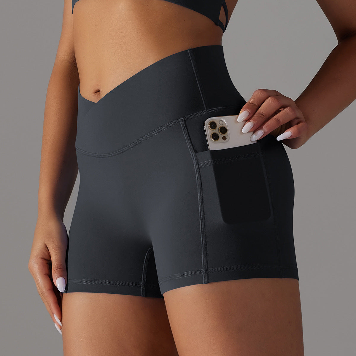 Sixmilude Yoga Shorts With Phone Pocket Design Fitness