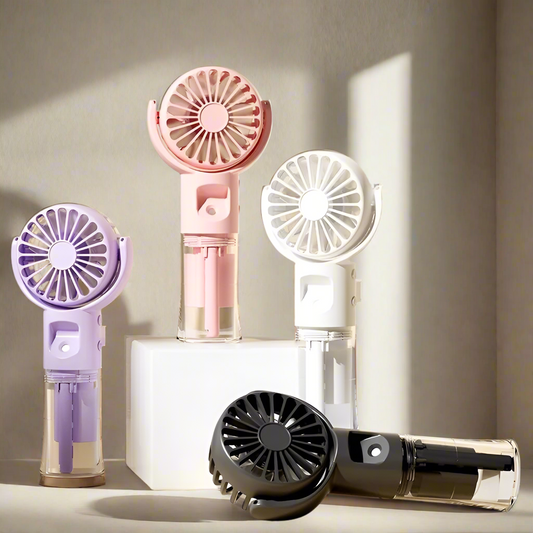 Portable Handheld Spray Fan 4-Speed Water Spray Mist Fan Summer Cooling Artifact USB Charging Summer Supplies Outdoor Mini Fan