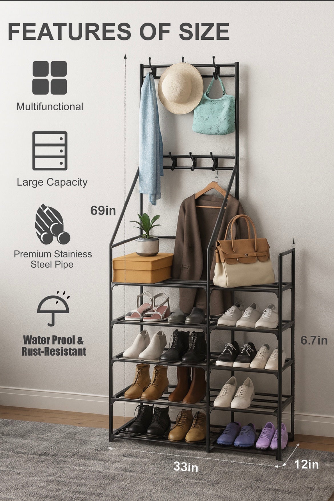 5-Tier Shoe Rack Shoe Storage Organizer