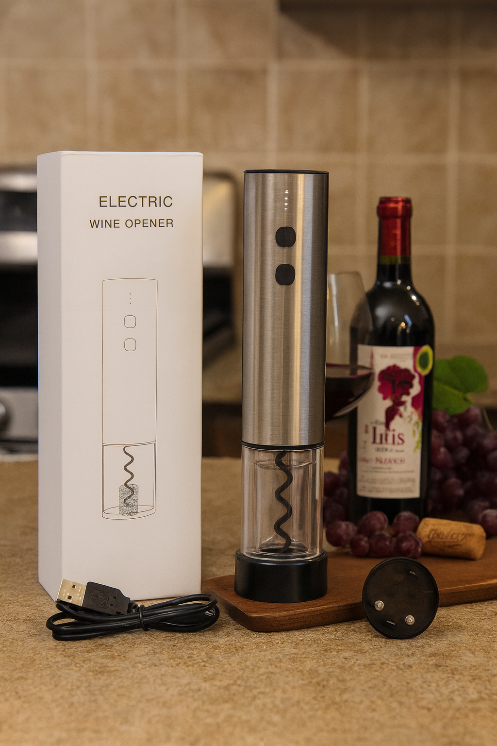 Stainless Steel Wine Electric Bottle Opener Creative Rechargeable