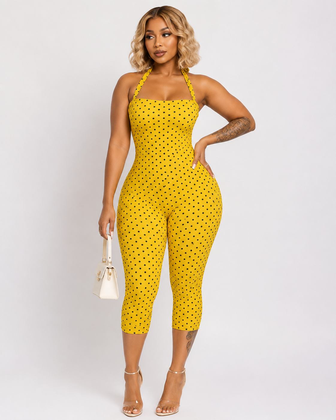 Midnight Muse Polka-Dot Halter Jumpsuit