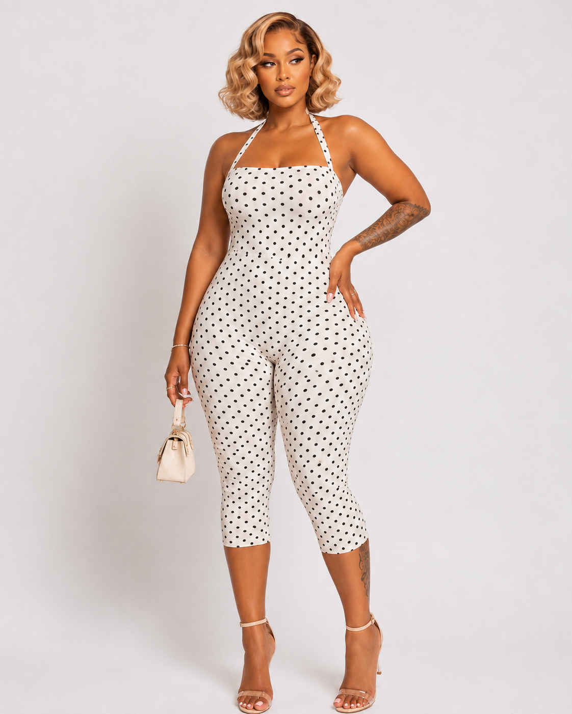 Midnight Muse Polka-Dot Halter Jumpsuit
