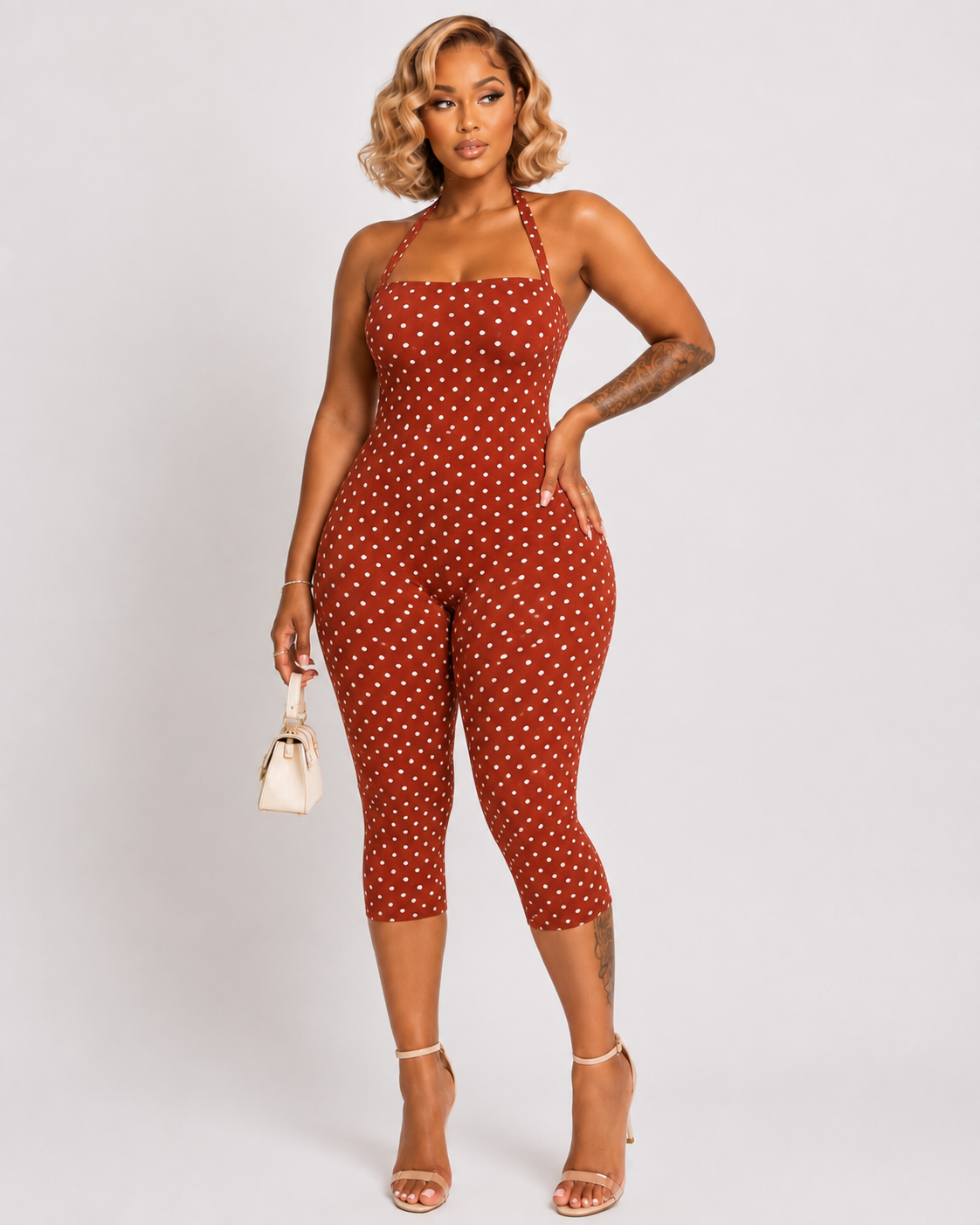Midnight Muse Polka-Dot Halter Jumpsuit