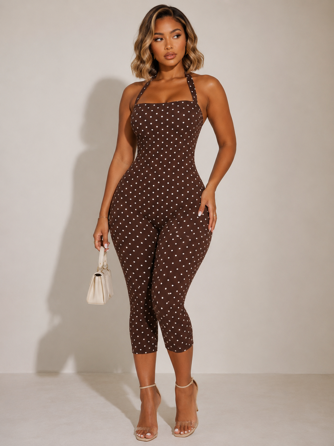 Midnight Muse Polka-Dot Halter Jumpsuit