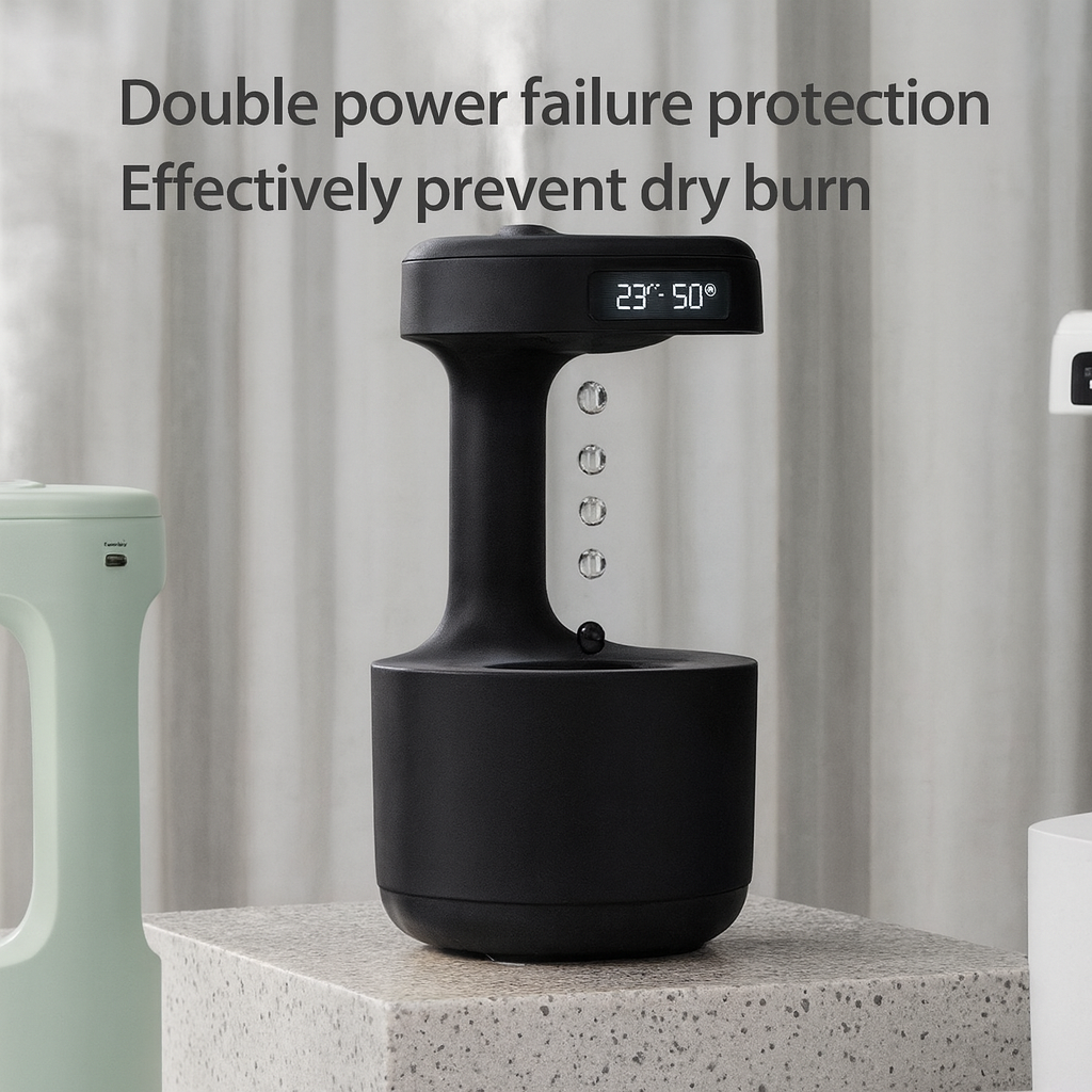Bedroom Anti-Gravity Humidifier With Clock Water Drop Backflow Aroma Diffuser Large Capacity Office Bedroom Mute Heavy Fog Household Sprayer