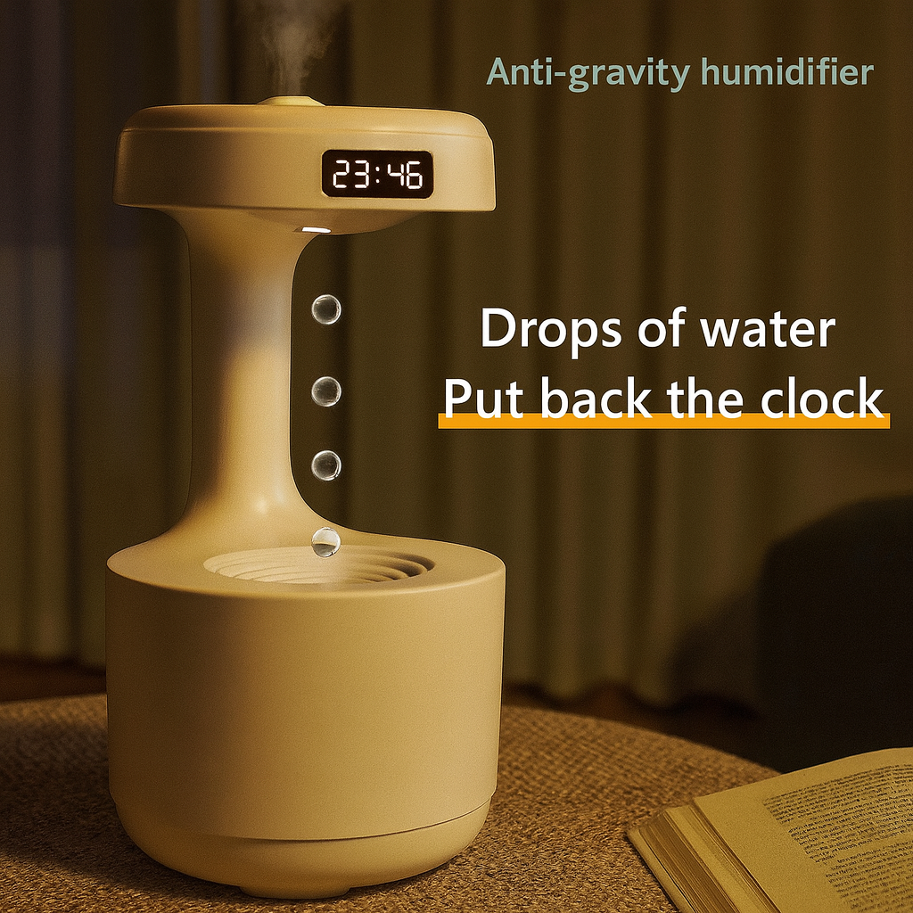 Bedroom Anti-Gravity Humidifier With Clock Water Drop Backflow Aroma Diffuser Large Capacity Office Bedroom Mute Heavy Fog Household Sprayer