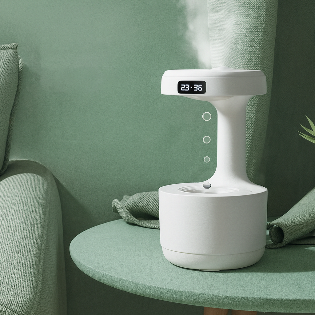 Bedroom Anti-Gravity Humidifier With Clock Water Drop Backflow Aroma Diffuser Large Capacity Office Bedroom Mute Heavy Fog Household Sprayer