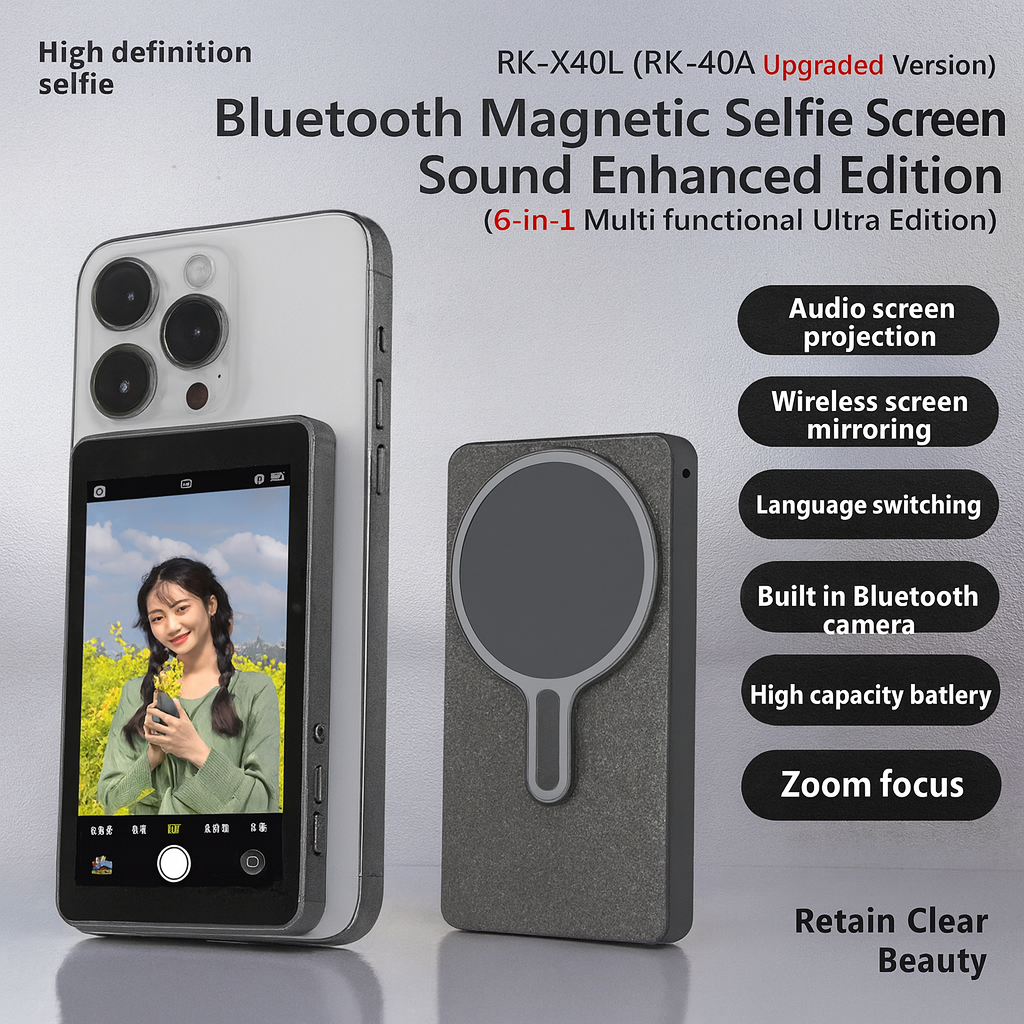 X40L Mobile Selfie Screen Recorder -Audio-Focusing-Hanging Rope-Photography Version- RK-X40A Upgraded Version