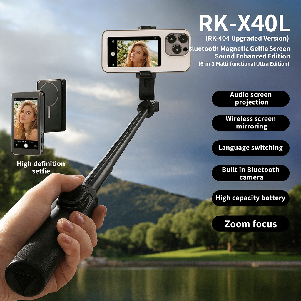 X40L Mobile Selfie Screen Recorder -Audio-Focusing-Hanging Rope-Photography Version- RK-X40A Upgraded Version