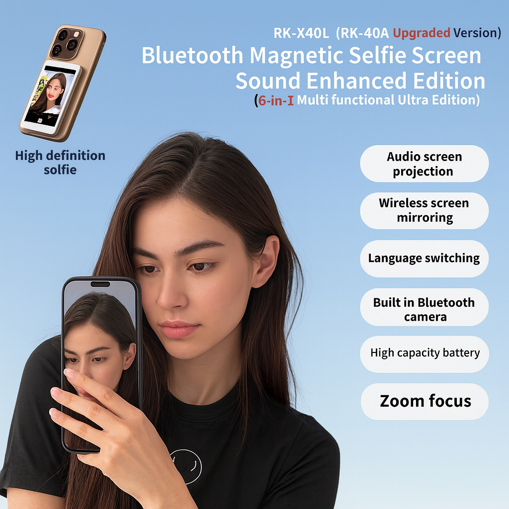 X40L Mobile Selfie Screen Recorder -Audio-Focusing-Hanging Rope-Photography Version- RK-X40A Upgraded Version