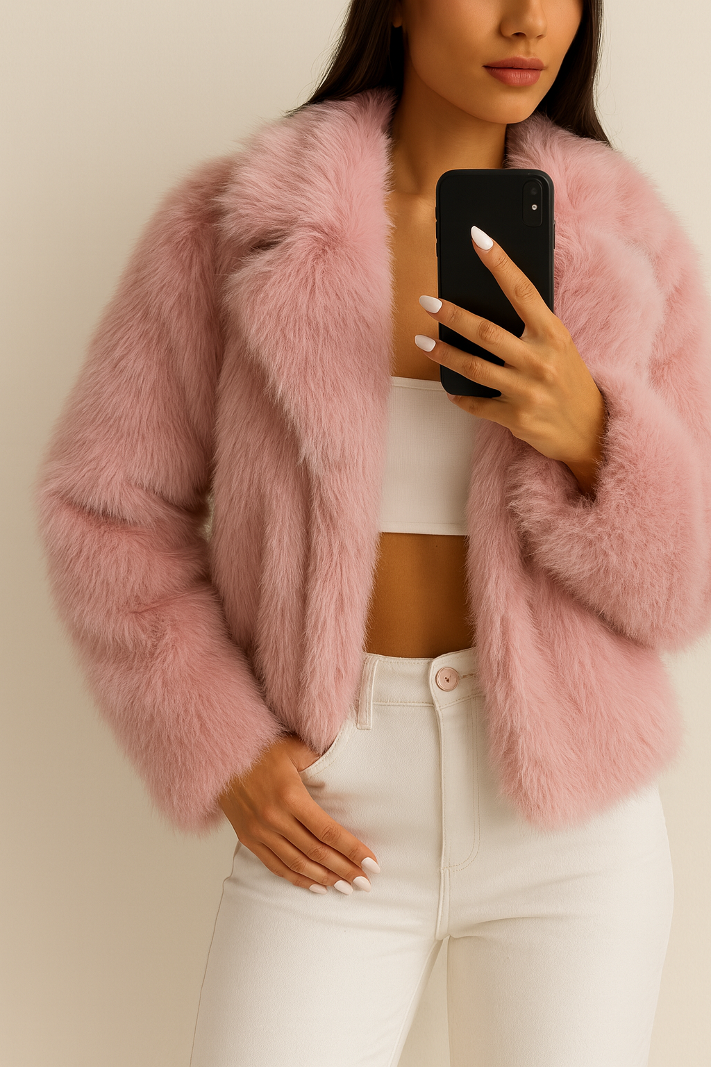 Winter Plush Coat Fashion Warm Thicken Fluffy Lapel Jacket Outwear Casual Long Sleeve Tops Womens Clothing