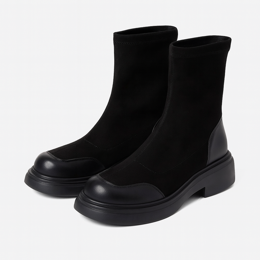 Women's Thick-soled Round-toe Suede Short Boots
