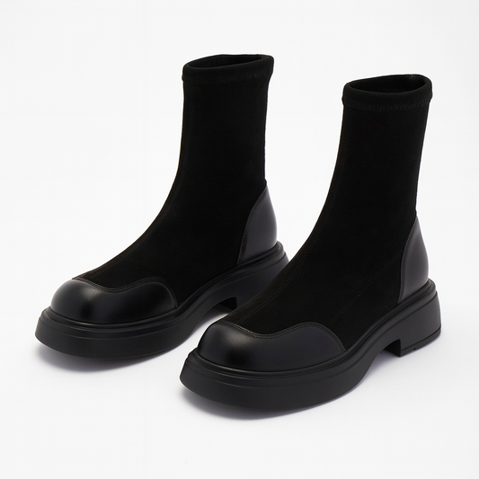 Women's Thick-soled Round-toe Suede Short Boots