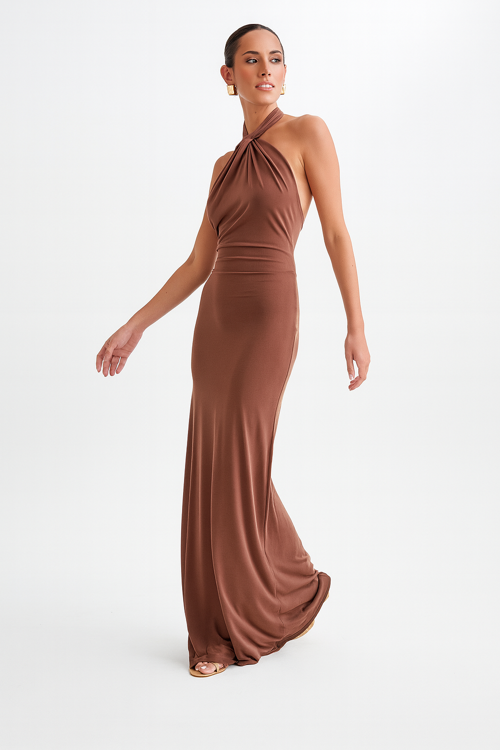 Ins Bodycon Halter Dress Sexy Backless Slim Fit Waist Slimming Maxi Dresses Prom Party Club Clothing For Women