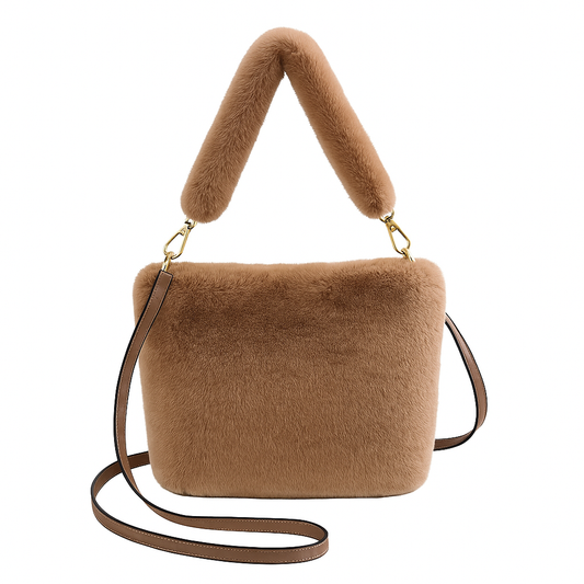 Sixmilude Faux Fur Plush Shoulder Crossbody Bag