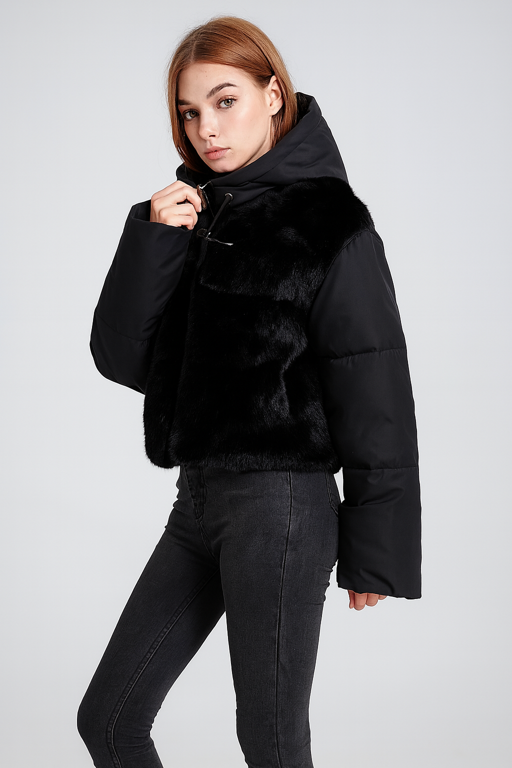 New Style Fur Patchwork Women's Coat For Women Winter Short Style Fashionable High Waist Warm Cotton Coat