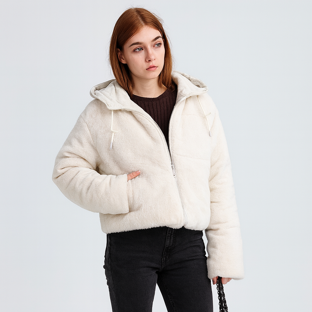 New Style Fur Patchwork Women's Coat For Women Winter Short Style Fashionable High Waist Warm Cotton Coat