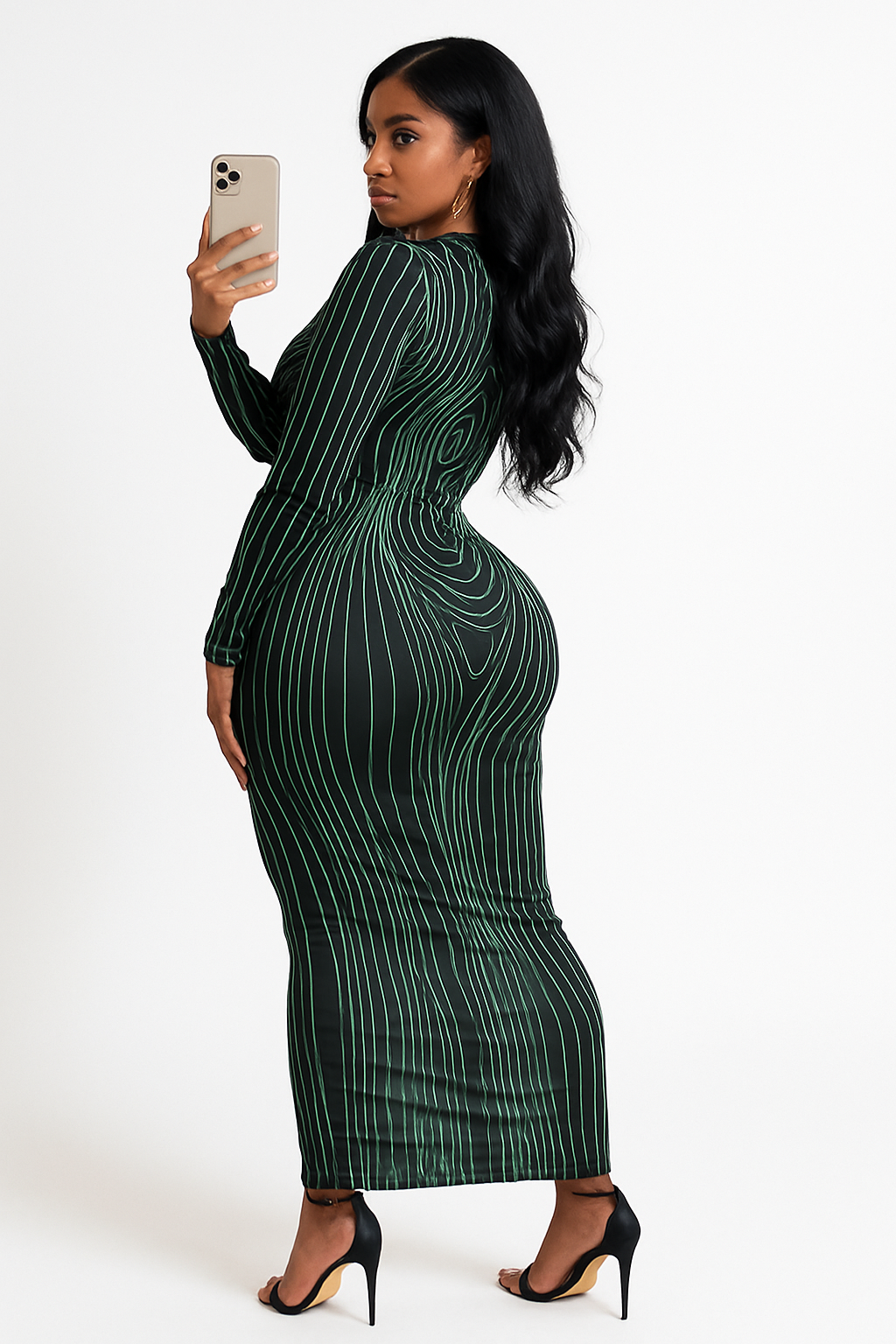 Sixmilude Women's Long Sleeve Round Neck Fashion Printed Slim Fit