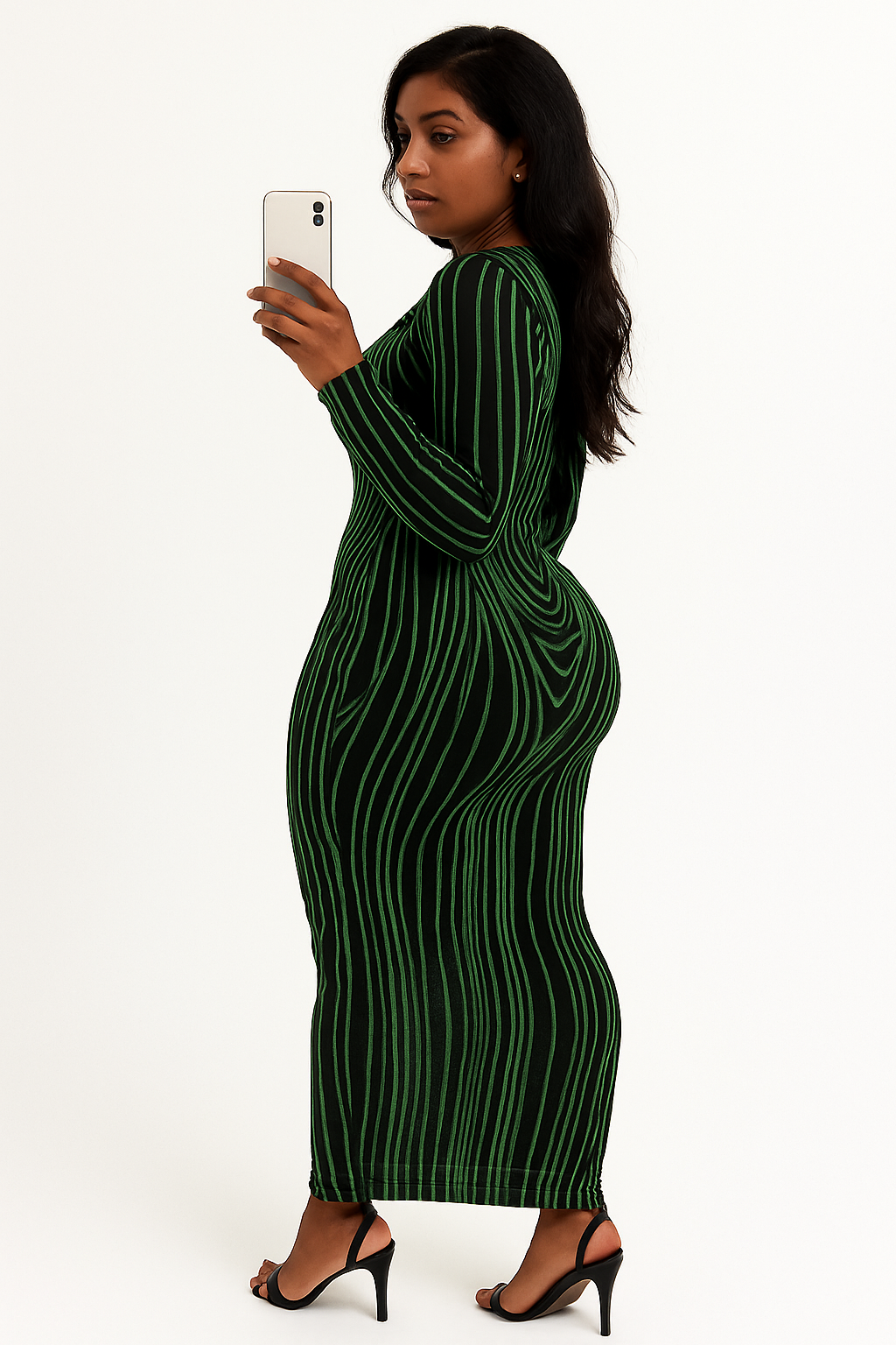 Sixmilude Women's Long Sleeve Round Neck Fashion Printed Slim Fit