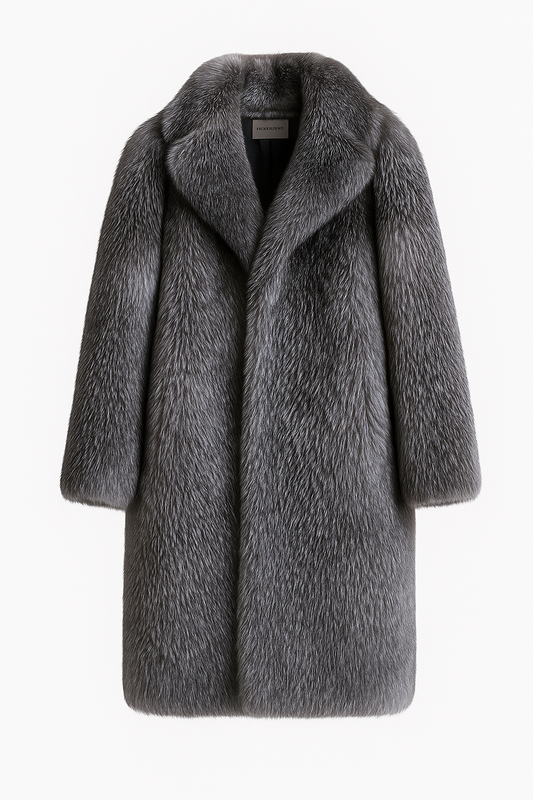 Sixmilude Men's Long Warm Mink Silver Fur Coat