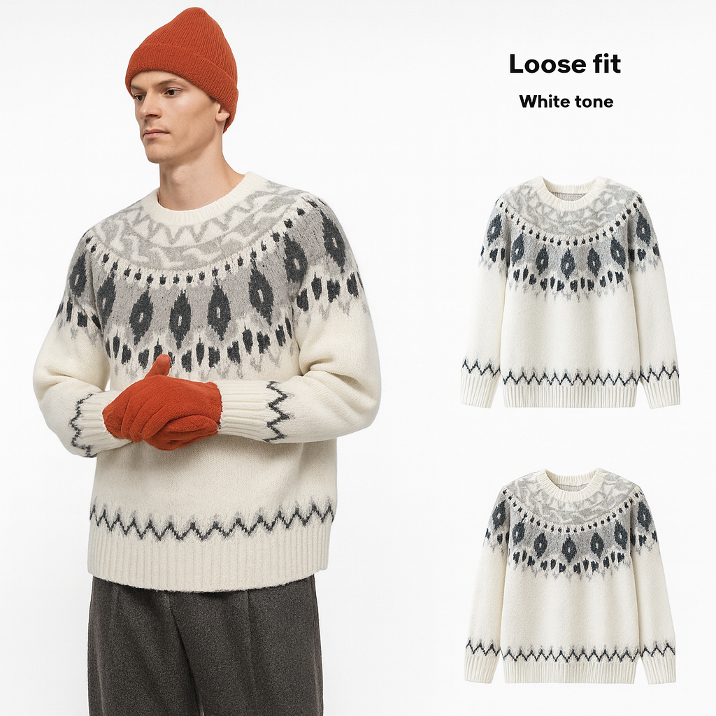Sixmilude Men’s Jacquard Knit Sweater
