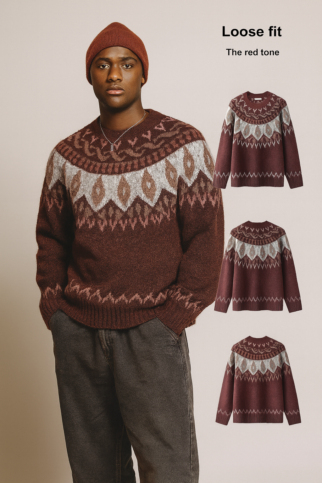 Sixmilude Men’s Jacquard Knit Sweater