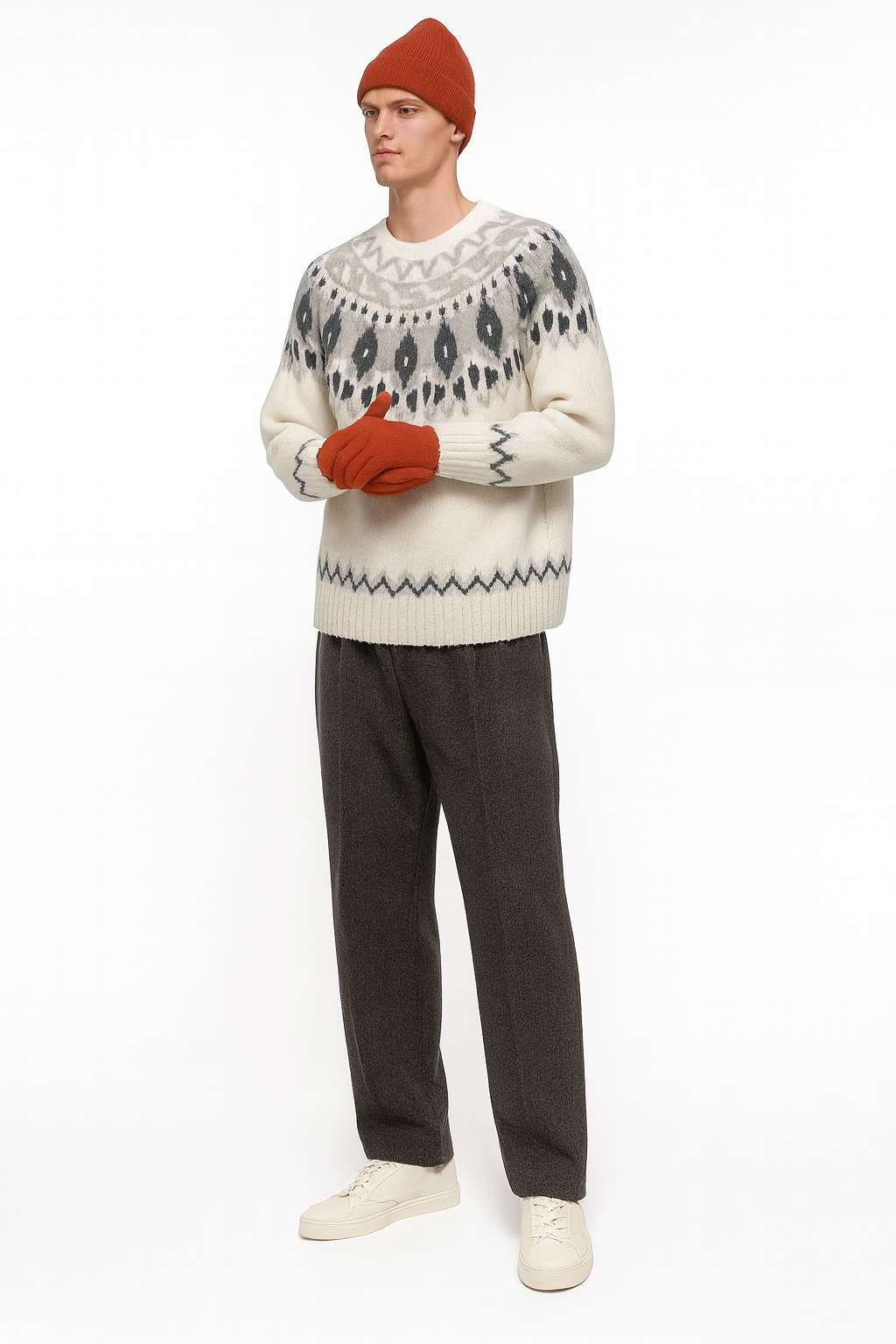 Sixmilude Men’s Jacquard Knit Sweater