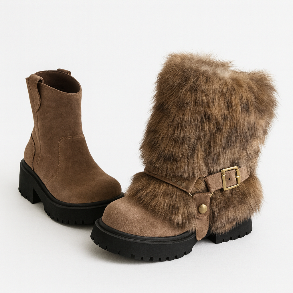 Sixmilude Winter Warm Furry Anti-slip Snow Boots For Women