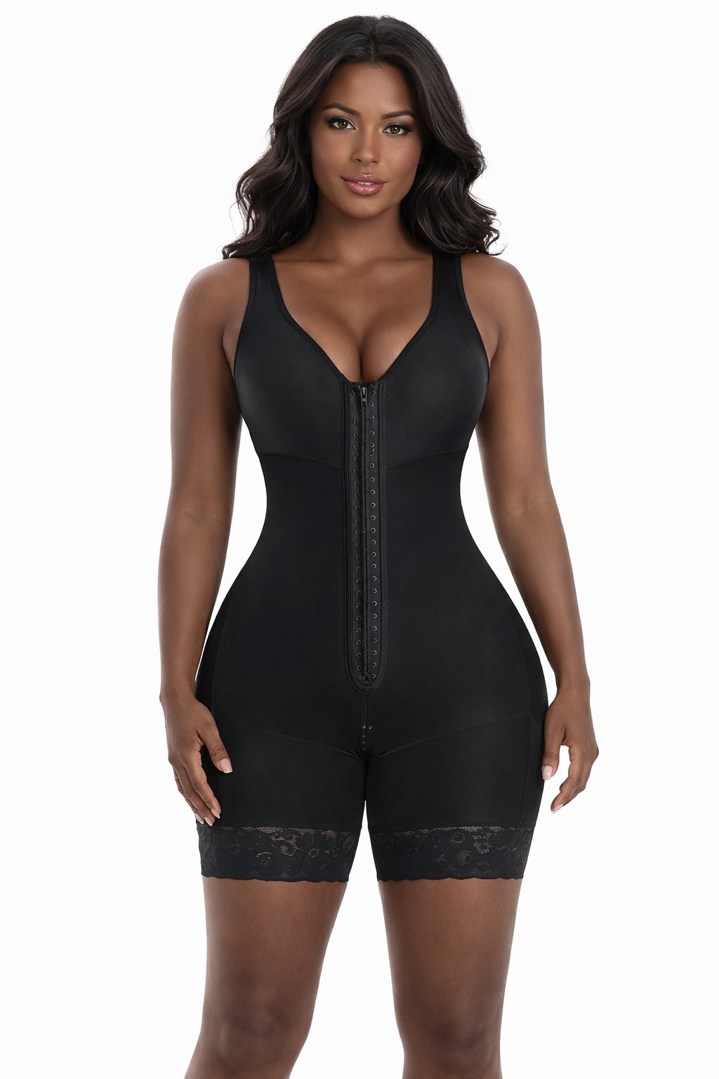 Women’s Full Body Shapewear Bodysuit – Zipper & Hook Faja Control Jumpsuit