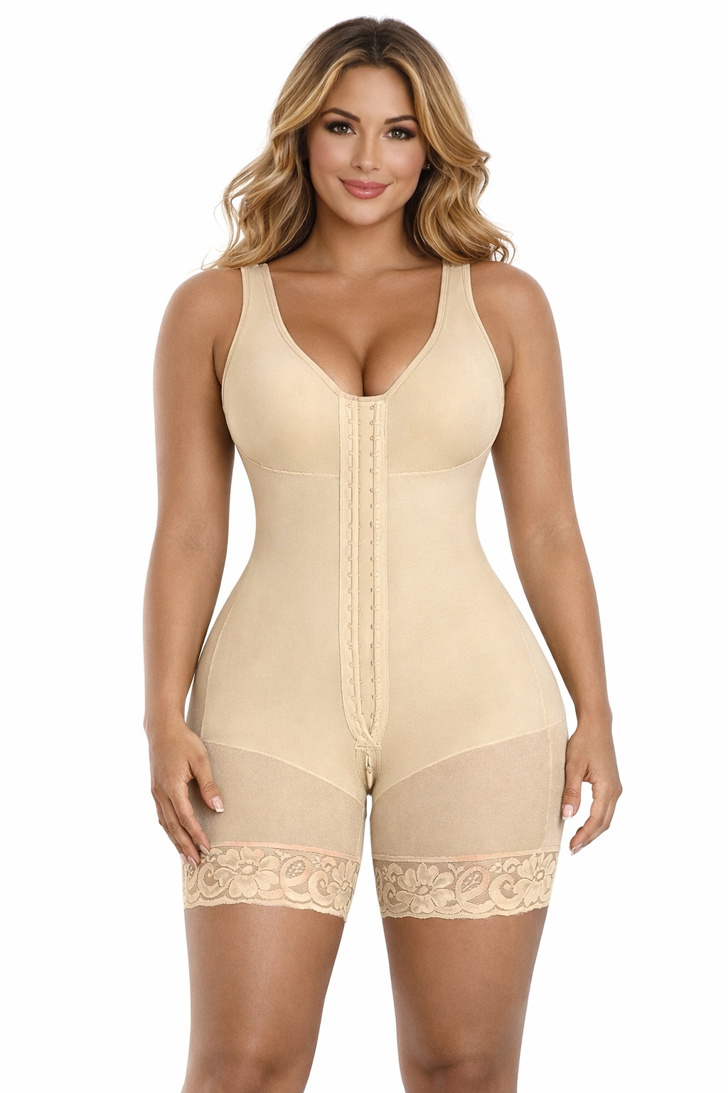 Women’s Full Body Shapewear Bodysuit – Zipper & Hook Faja Control Jumpsuit