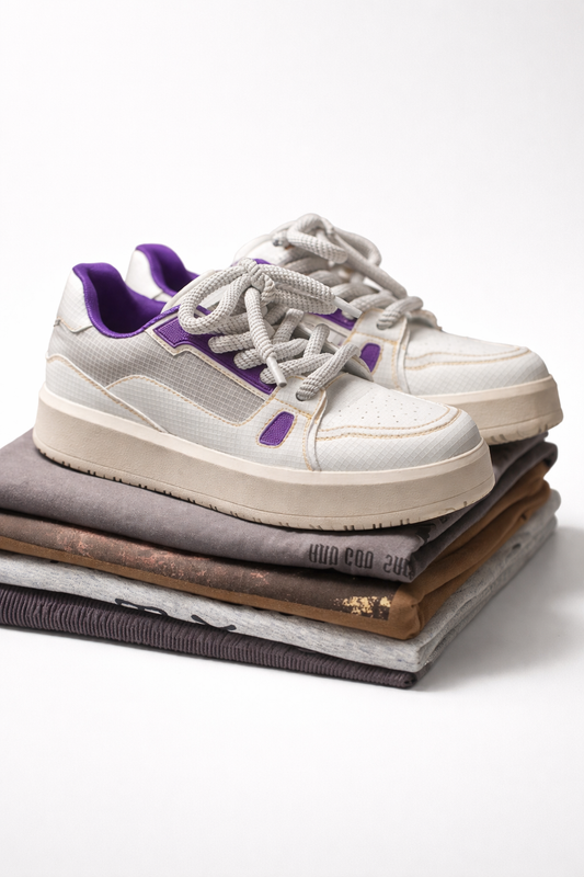 Elevated Street Platform Sneakers — White/Purple